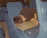 Mike asleep with his jeep