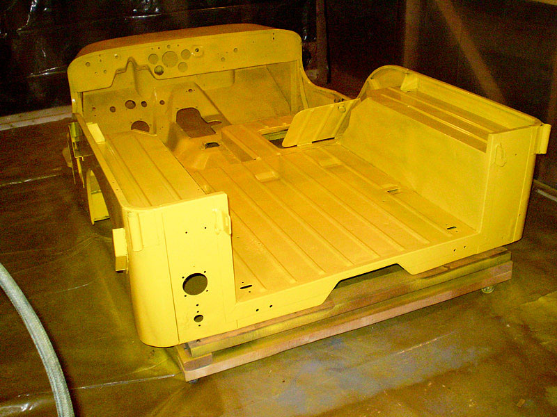 yellow painted tub, coat one