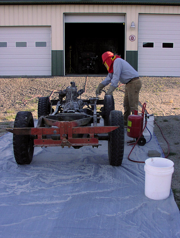 sanding blasting the frame