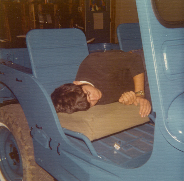 Mike asleep with his jeep